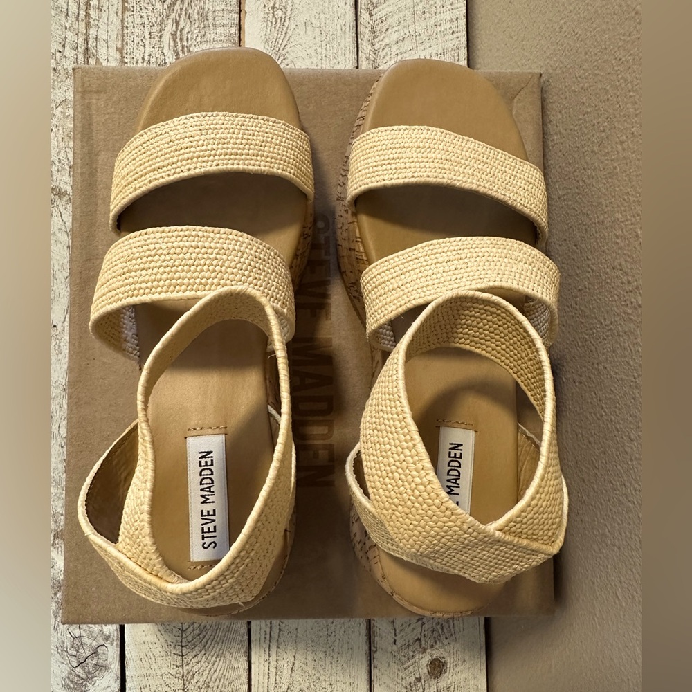Steve Madden Sashes Raffia Platform Sandals - NIB - Picture 4 of 7